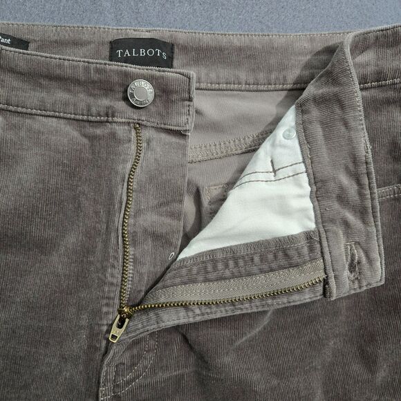 Talbots Women 12 Gray High Rise Corduroy Straight Leg Pants - Picture 7 of 14